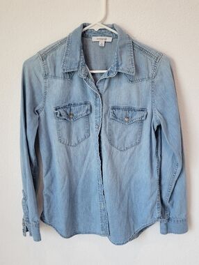 Monograph Light Wash Denim Button Up Shirt S Western Cotton